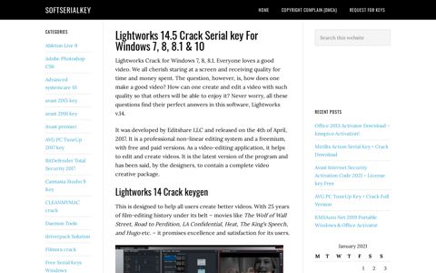 Lightworks 14.5 Crack Serial key For Windows 7, 8, 8.1 & 10