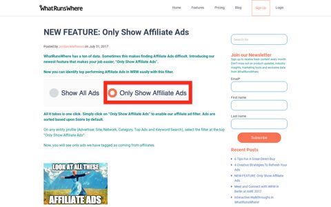 NEW FEATURE: Only Show Affiliate Ads - WhatRunsWhere