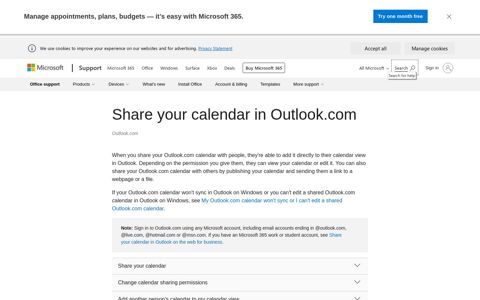Share your calendar in Outlook.com - Outlook
