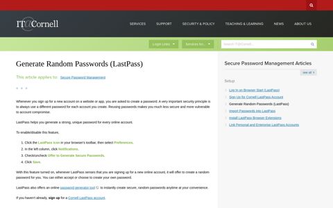 Generate Random Passwords (LastPass) | IT@Cornell
