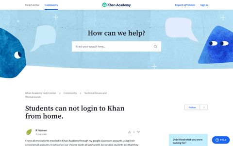 Students can not login to Khan from home. – Khan Academy ...