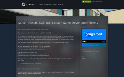 Garry's Mod - Server Owners: Start using Steam Game Server ...