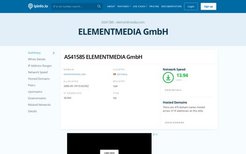 AS41585 ELEMENTMEDIA GmbH - IPinfo.io