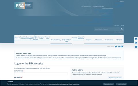 Login to the EBA website - European Banking Authority