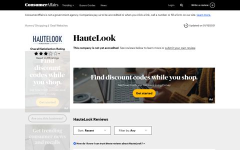 Top 115 HauteLook Reviews - ConsumerAffairs.com
