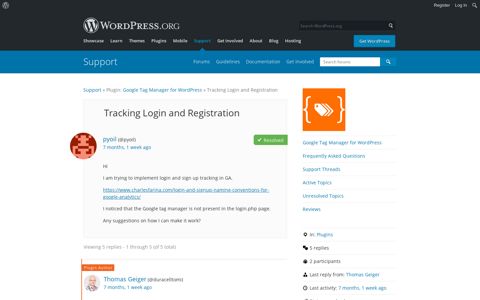 Tracking Login and Registration | WordPress.org