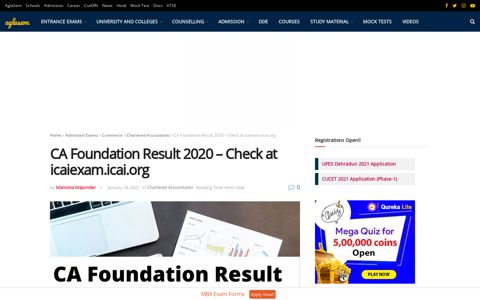 CA Foundation Result 2020 - Check Merit list at icaiexam.icai ...