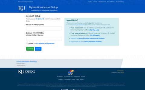 setup your KU Online ID for the first time - MyIdentity Services