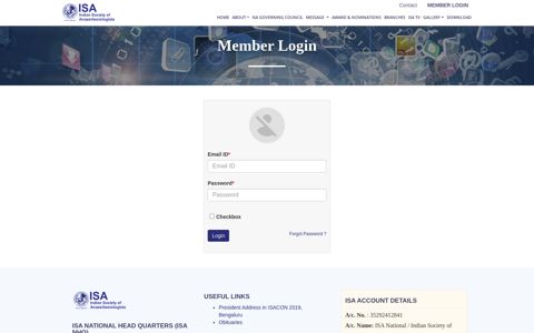 Member Login - ISA Web Register Form