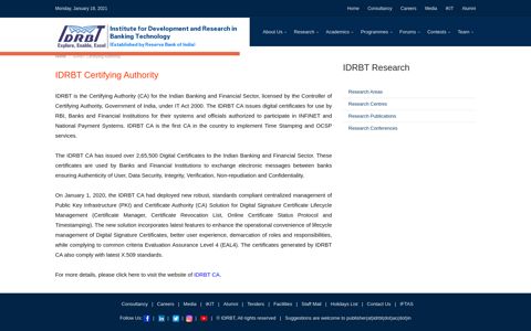 Certifying Authority - IDRBT
