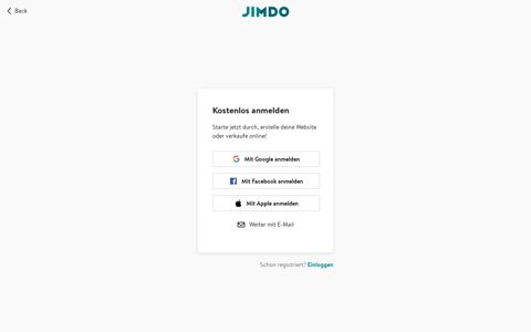 Registrieren - Jimdo account