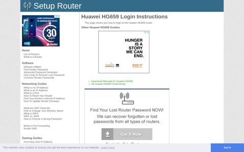 How to Login to the Huawei HG659 - SetupRouter