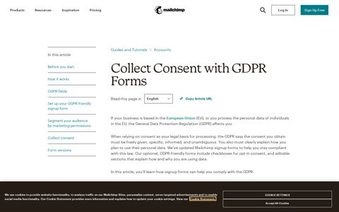 Collect Consent with GDPR Forms - Mailchimp