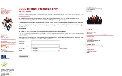 LBBD Internal Vacancies only