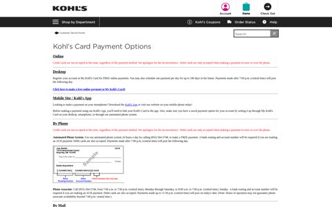 Kohl's Card Payment Options