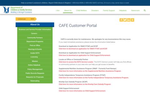 CAFE Customer Portal | Louisiana Department of Children ...