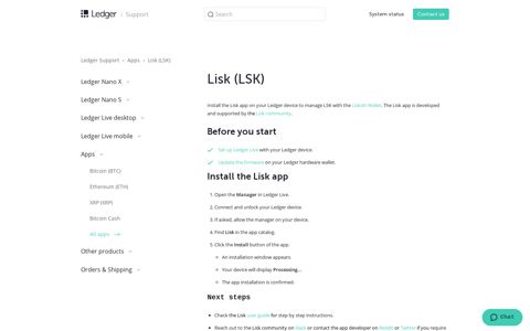 Lisk (LSK) – Ledger Support
