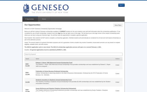 SUNY Geneseo Scholarships: Our Opportunities