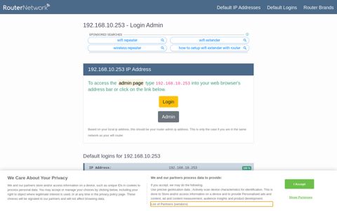 192.168.10.253 - Login Admin - Router Network