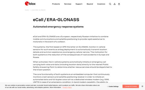 eCall / ERA-GLONASS | u-blox