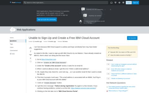 Unable to Sign-Up and Create a Free IBM Cloud Account ...