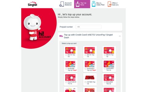 Singtel Top Up | Singtel Prepaid - hi! Account