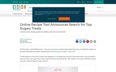 Online Recipe Tool Announces Search for Top Sugary Treats