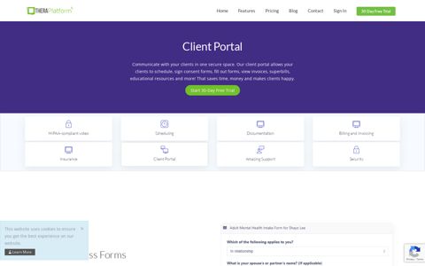 Therapy Client Portal - TheraPlatform