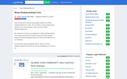 Login Www Globalcoinhelp Com or Register New Account