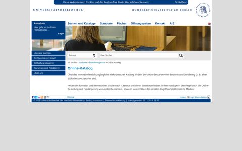 Online-Katalog - Universitaetsbibliothek der HU Berlin