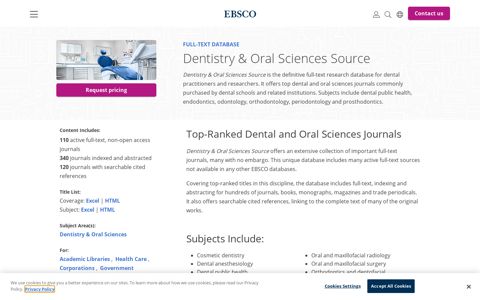 Dentistry & Oral Sciences Source | EBSCO