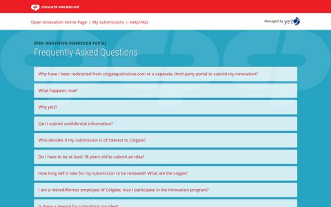 Colgate Palmolive Open Innovation Portal Submissions FAQ ...
