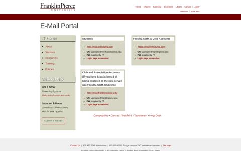 Information Technology : E-Mail Portal - Franklin Pierce ...