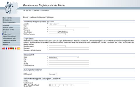 Registrieren - Registerportal