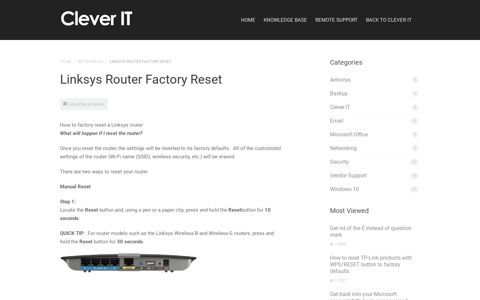 Linksys Router Factory Reset – Clever IT Support