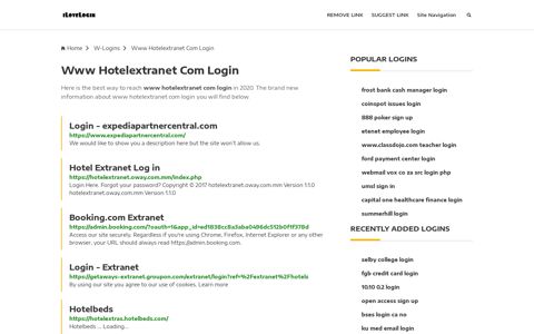 Www Hotelextranet Com Login ❤️ One Click Access - iLoveLogin