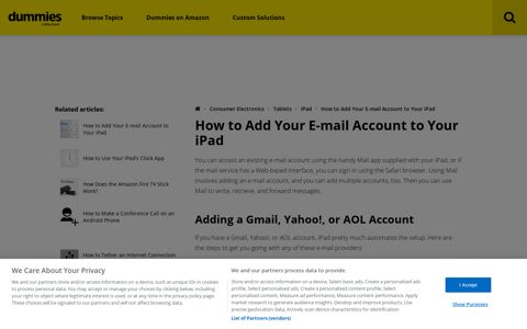 How to Add Your E-mail Account to Your iPad - dummies