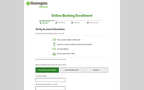 Online Banking Enrollment - Huntington Online Banking