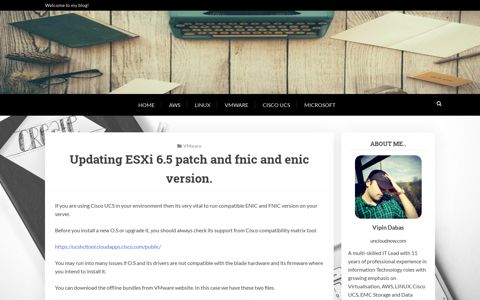 Updating ESXi 6.5 patch and fnic and enic version ...