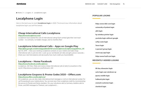 Localphone Login ❤️ One Click Access - iLoveLogin