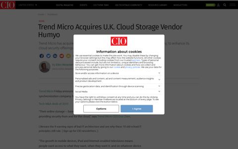 Trend Micro Acquires U.K. Cloud Storage Vendor Humyo | CIO
