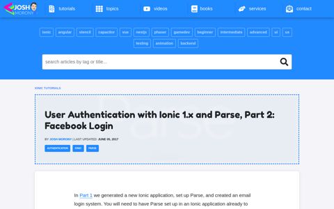 User Authentication with Ionic 1.x and Parse, Part 2: Facebook ...