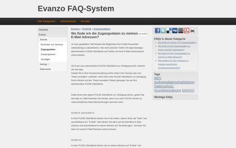 Wo finde ich die Zugangsdaten zu ... - Evanzo FAQ-System