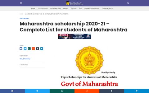 Maharashtra Scholarship 2020 - Registration, Eligibility ...