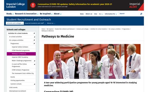 Pathways to Medicine | Be inspired | Imperial College London