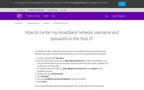 How do I enter my broadband network username and ...