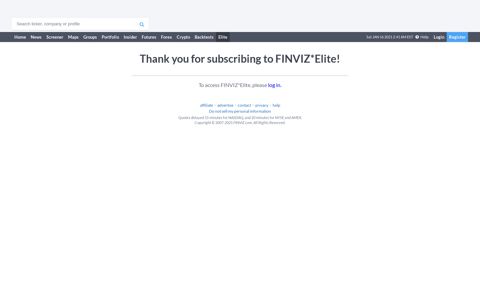 To access FINVIZ*Elite, please log in. - FINVIZ.com