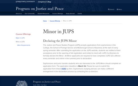 Minor in JUPS | Program on Justice and Peace | Georgetown ...