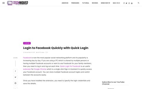 Login to Facebook with Quick Login - NirmalTV.COM
