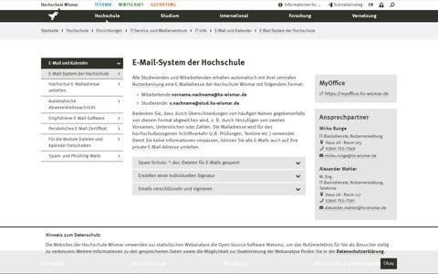 E-Mail-System der Hochschule - Hochschule Wismar